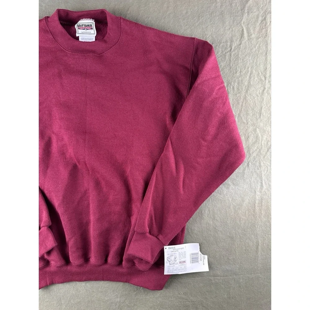Vintage 90s Britannia Sweatshirt NWT Heavyweight Blank Burgundy M